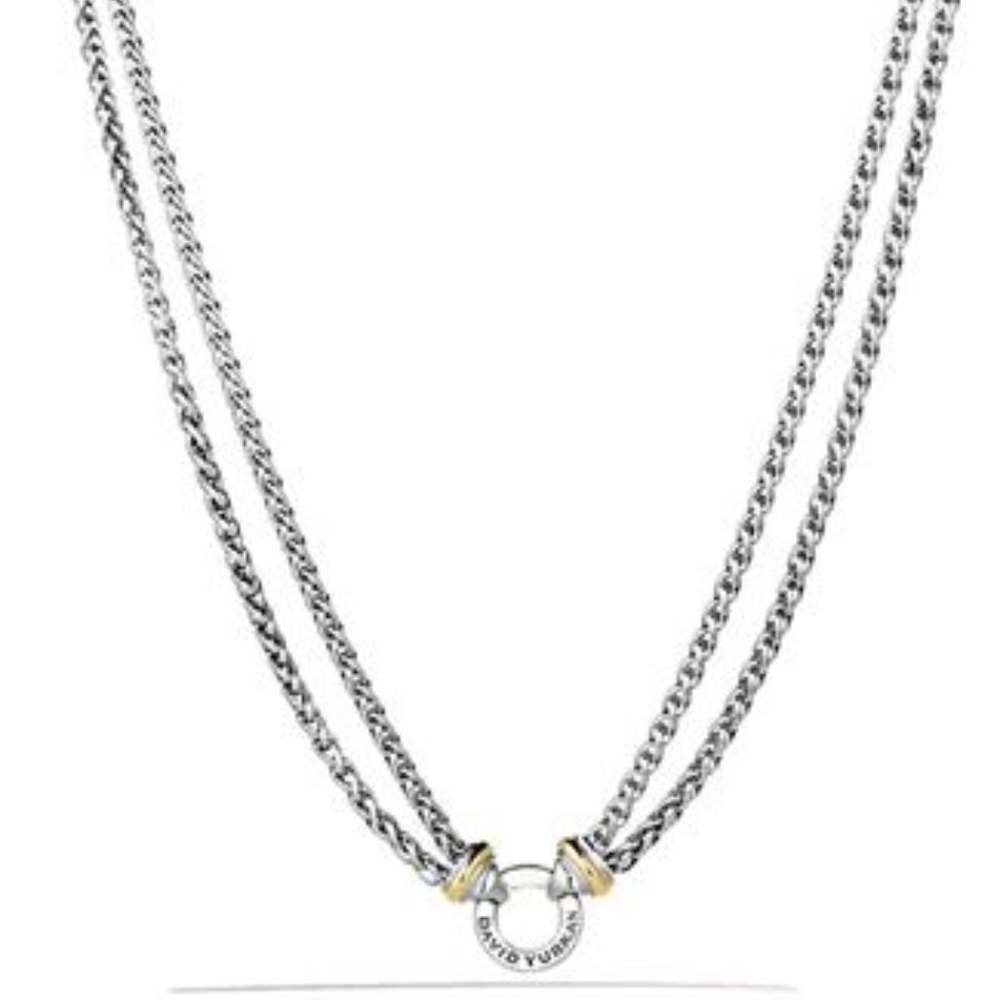 DY Double Wheat Chain Necklace with 18K Gold 16"
